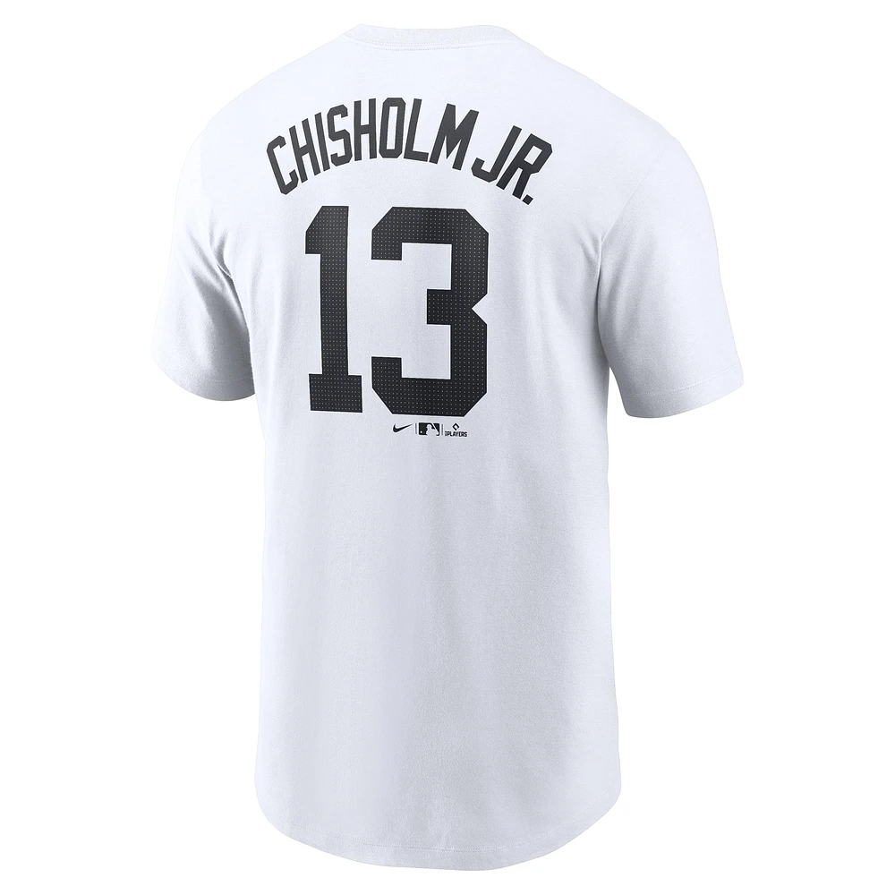 T-shirt Nike Jazz Chisholm Jr. pour homme, blanc, avec nom et numéro Fuse des Yankees de New York