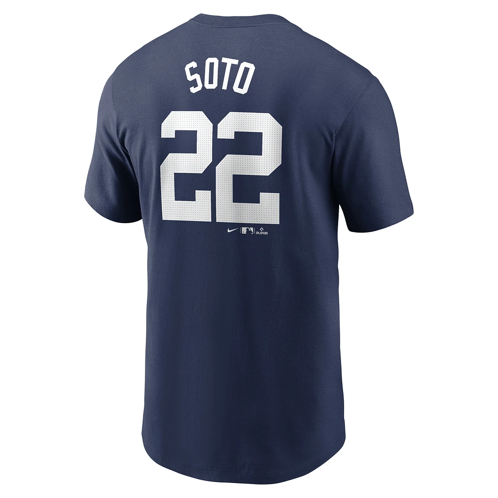 Men's Nike Juan Soto Navy New York Yankees 2024 Fuse Name & Number T-Shirt