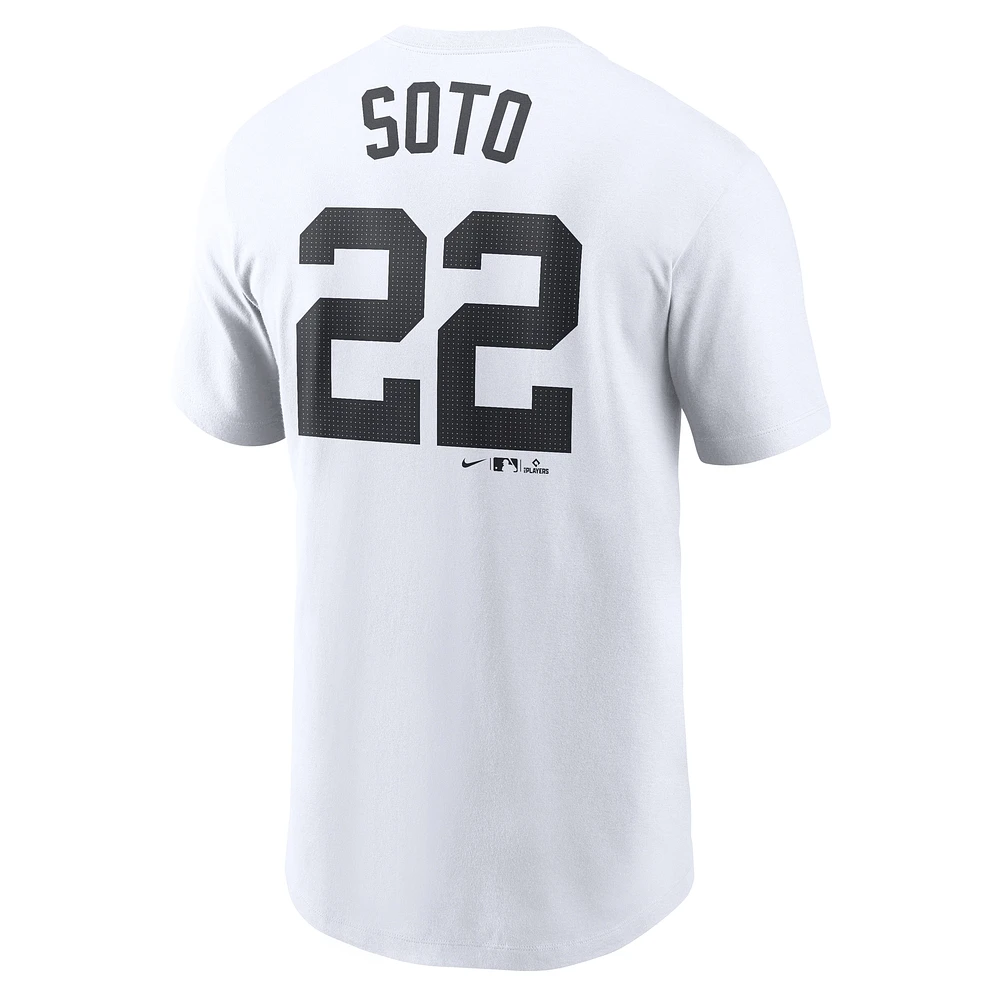 T-shirt Nike Juan Soto pour homme avec nom et numéro Fuse des Yankees de New York