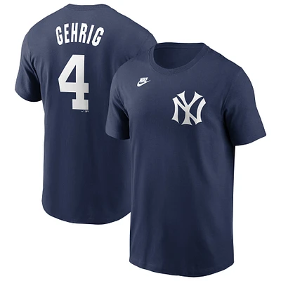 T-shirt Nike Lou Gehrig bleu marine New York Yankees Cooperstown Collection Fuse Name & Number pour homme