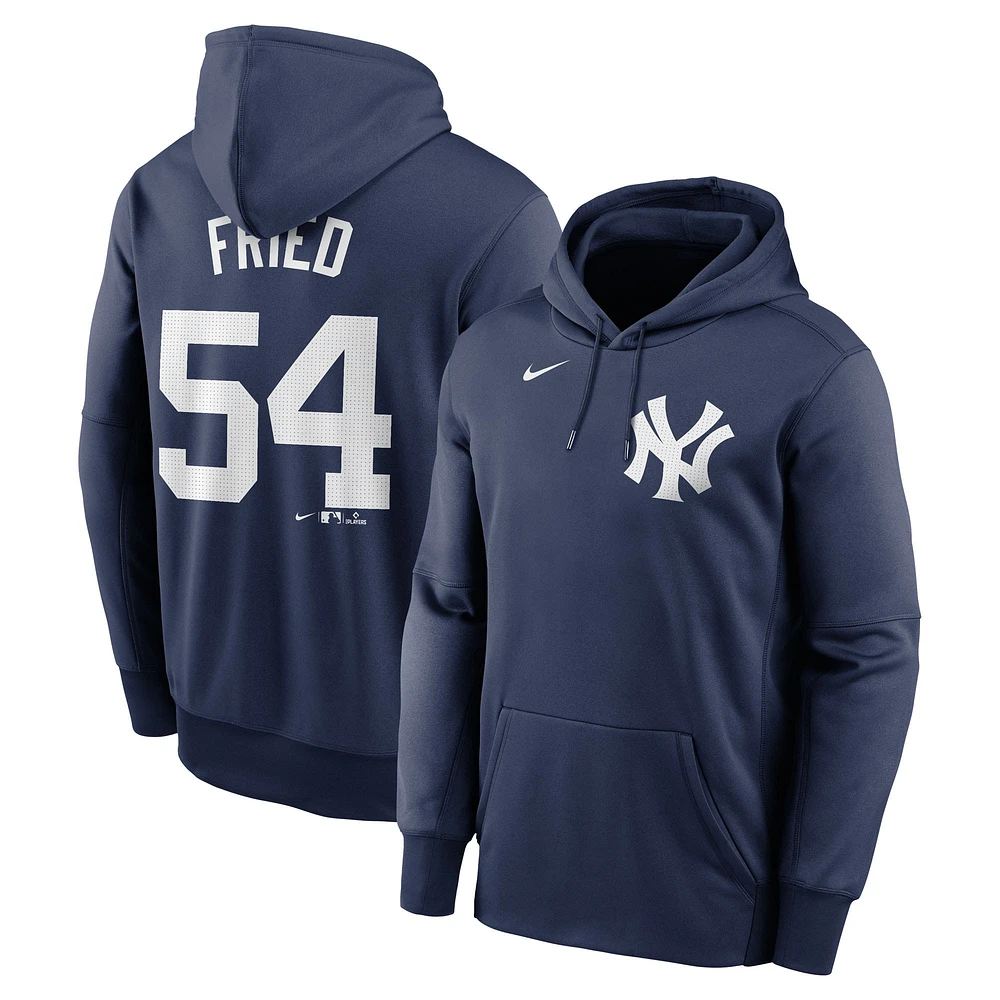 Sweat à capuche Nike Max Fried bleu marine avec nom et numéro des New York Yankees pour homme