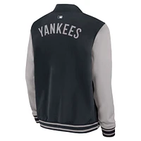 Veste aviateur entièrement zippée Nike New York Yankees Authentic Collection Dugout bleu marine/gris pour homme