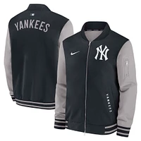 Veste aviateur entièrement zippée Nike New York Yankees Authentic Collection Dugout bleu marine/gris pour homme