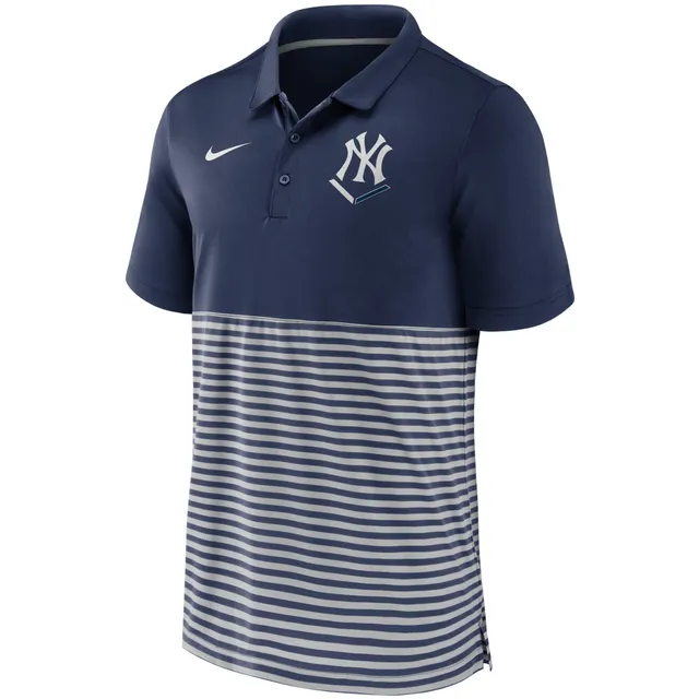 Men's New York Yankees Nike White/Gray Home Plate Striped Polo