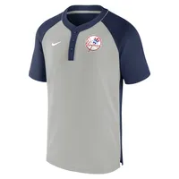 Men's Nike Navy/Silver New York Yankees City Plate Performance Henley Raglan T-Shirt