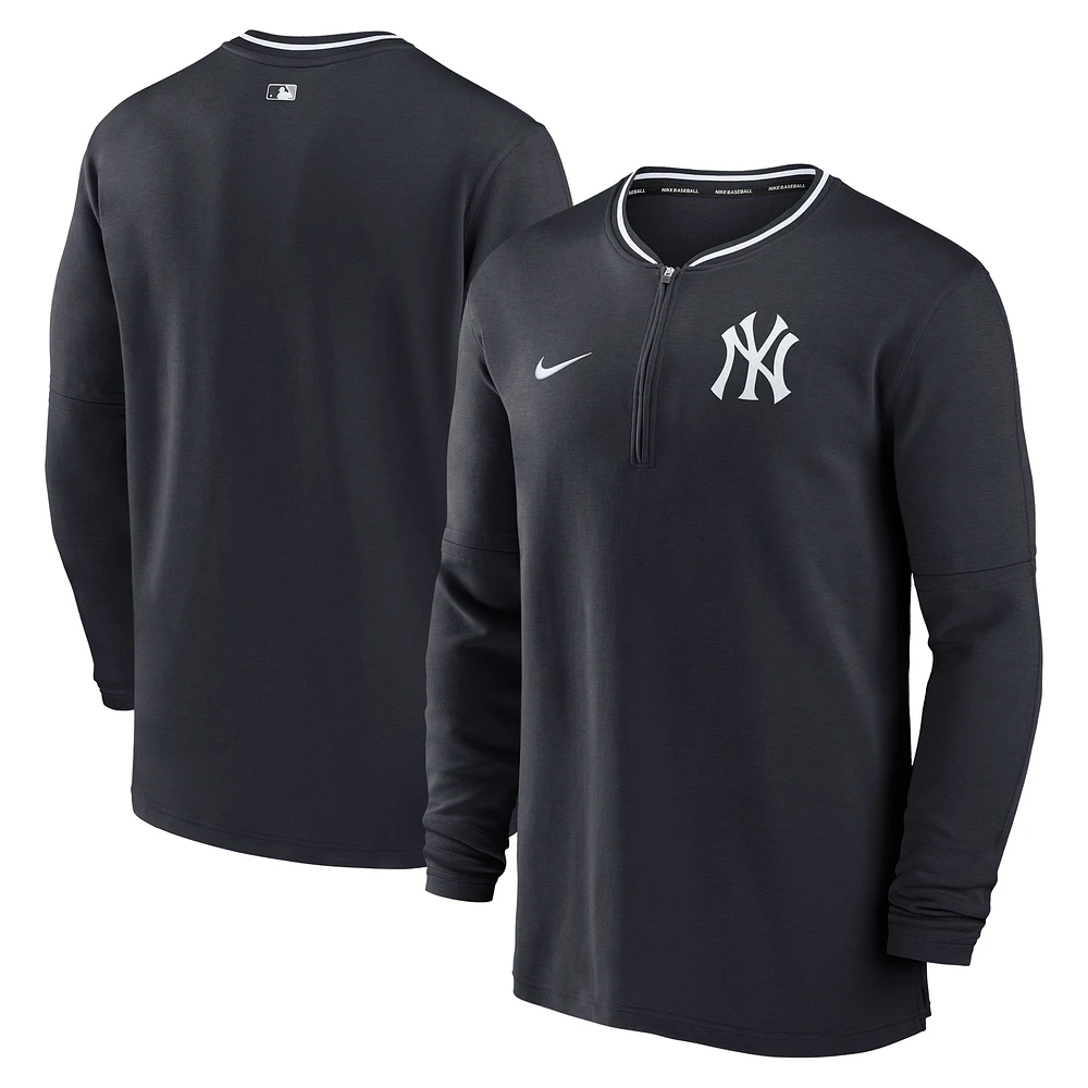 Haut Nike bleu marine New York Yankees Authentic Collection Performance à demi-zip pour homme