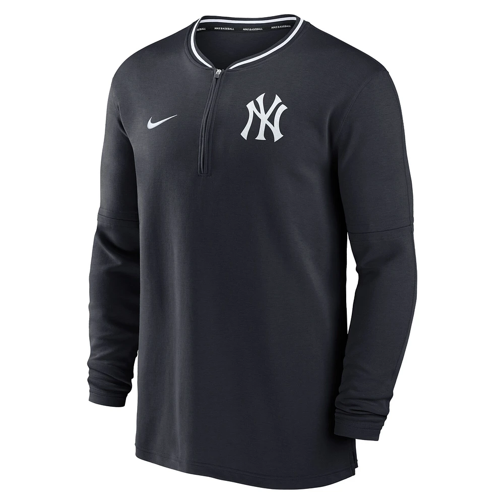 Haut Nike bleu marine New York Yankees Authentic Collection Performance à demi-zip pour homme