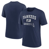 Men's Nike  Navy New York Yankees Cooperstown Collection Arch Tri-Blend T-Shirt