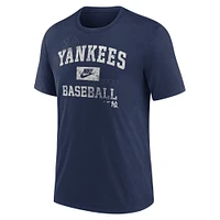 Men's Nike  Navy New York Yankees Cooperstown Collection Arch Tri-Blend T-Shirt