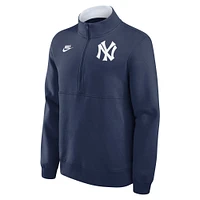 Pull en molleton à demi-zip Nike Navy New York Yankees Cooperstown Collection pour homme