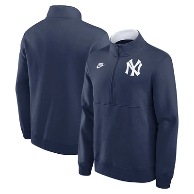 Pull en molleton à demi-zip Nike Navy New York Yankees Cooperstown Collection pour homme