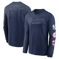 T-shirt à manches longues Nike bleu marine New York Yankees Cooperstown Collection Knockout pour homme