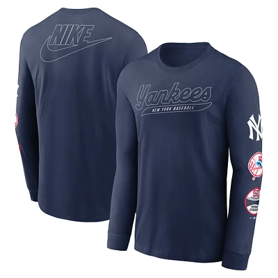 T-shirt à manches longues Nike bleu marine New York Yankees Cooperstown Collection Knockout pour homme