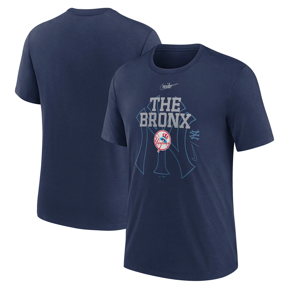 Men's Nike  Navy New York Yankees Rewind Retro Tri-Blend T-Shirt