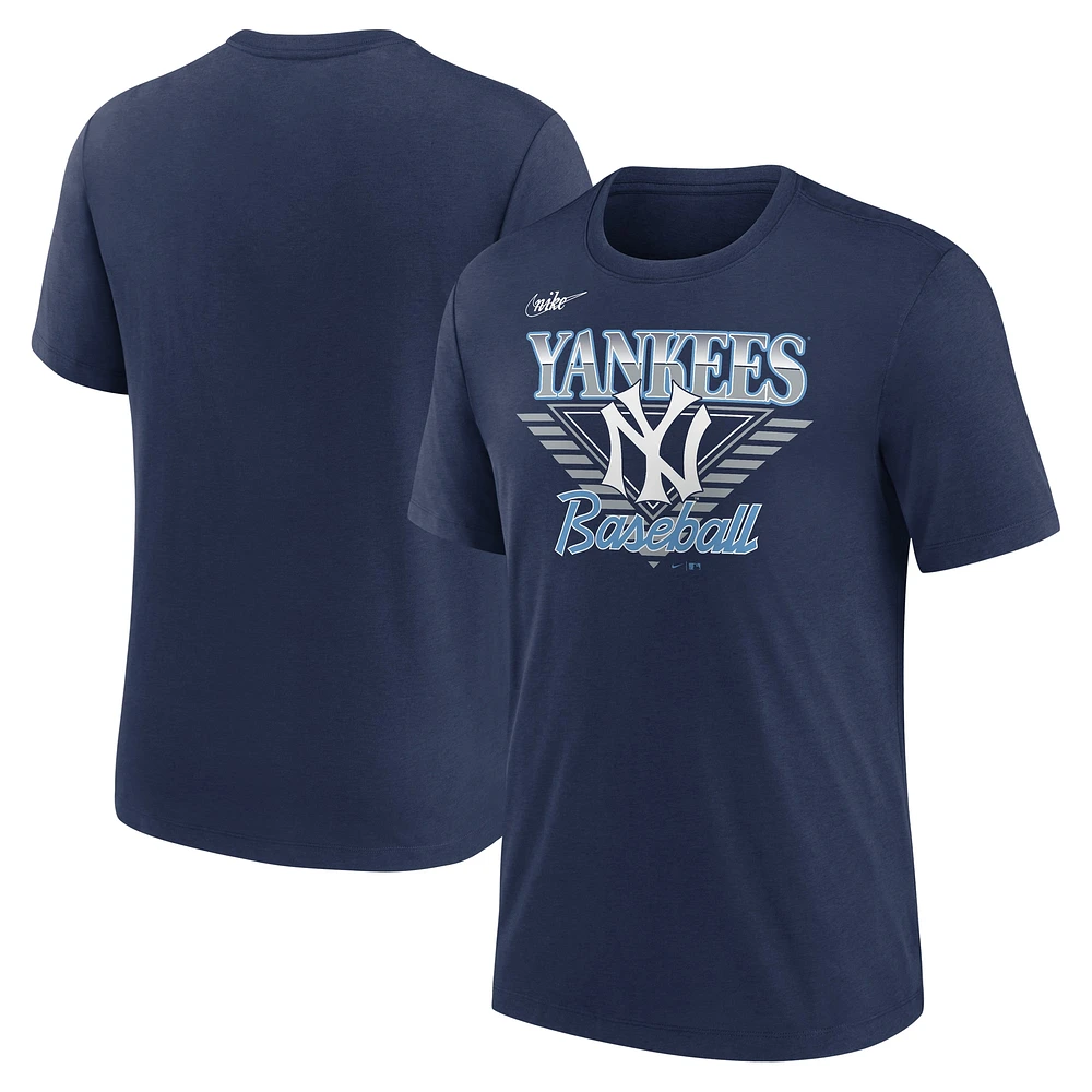 T-shirt Nike bleu marine New York Yankees Rewind Tri-Blend pour homme