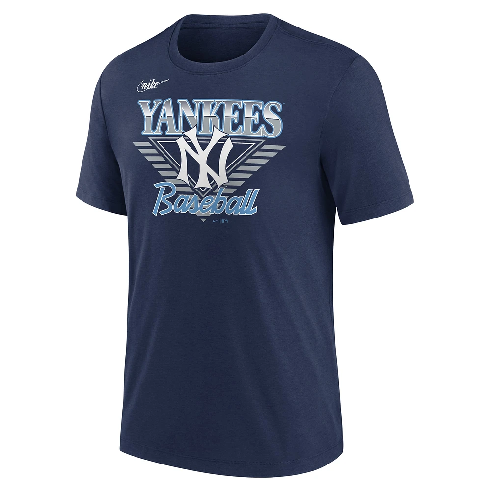 T-shirt Nike bleu marine New York Yankees Rewind Tri-Blend pour homme