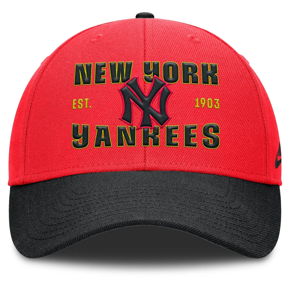 Men's Nike Red/Black New York Yankees Rise Neon Performance Adjustable Hat