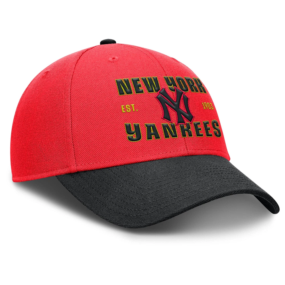 Men's Nike Red/Black New York Yankees Rise Neon Performance Adjustable Hat