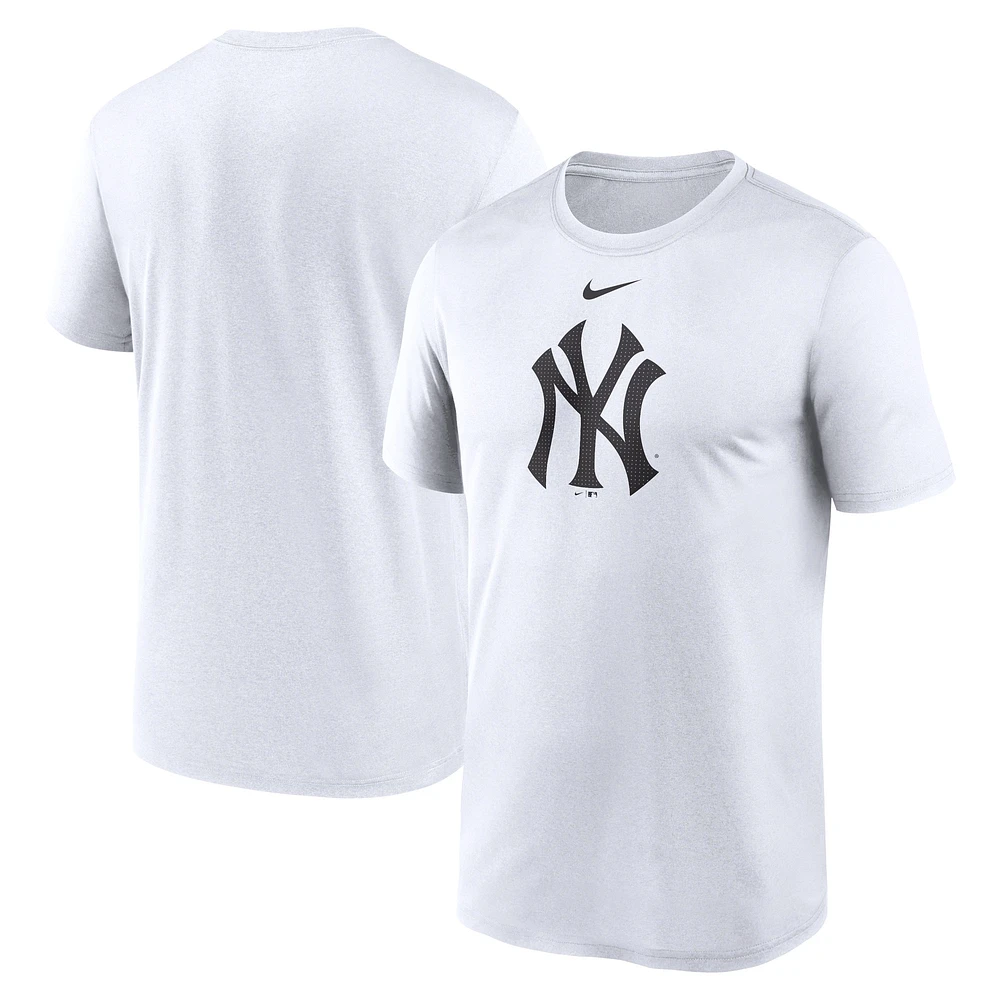 T-shirt de performance Nike pour hommes, blanc, New York Yankees Legend Fuse, grand logo