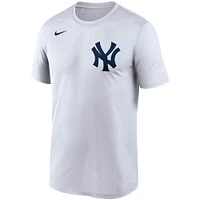 T-shirt Nike New York Yankees Wordmark Legend Performance pour homme, blanc