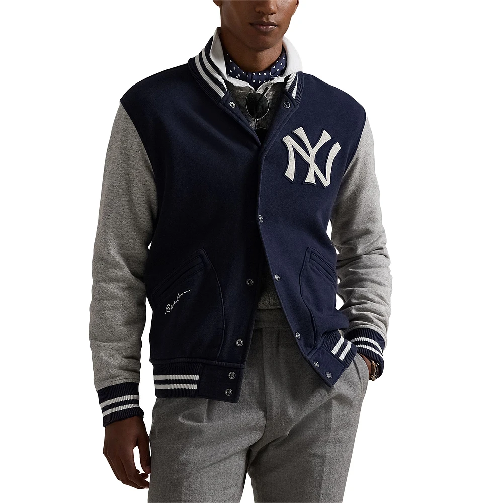 Veste universitaire à boutons-pression pour homme Polo Ralph Lauren bleu marine New York Yankees