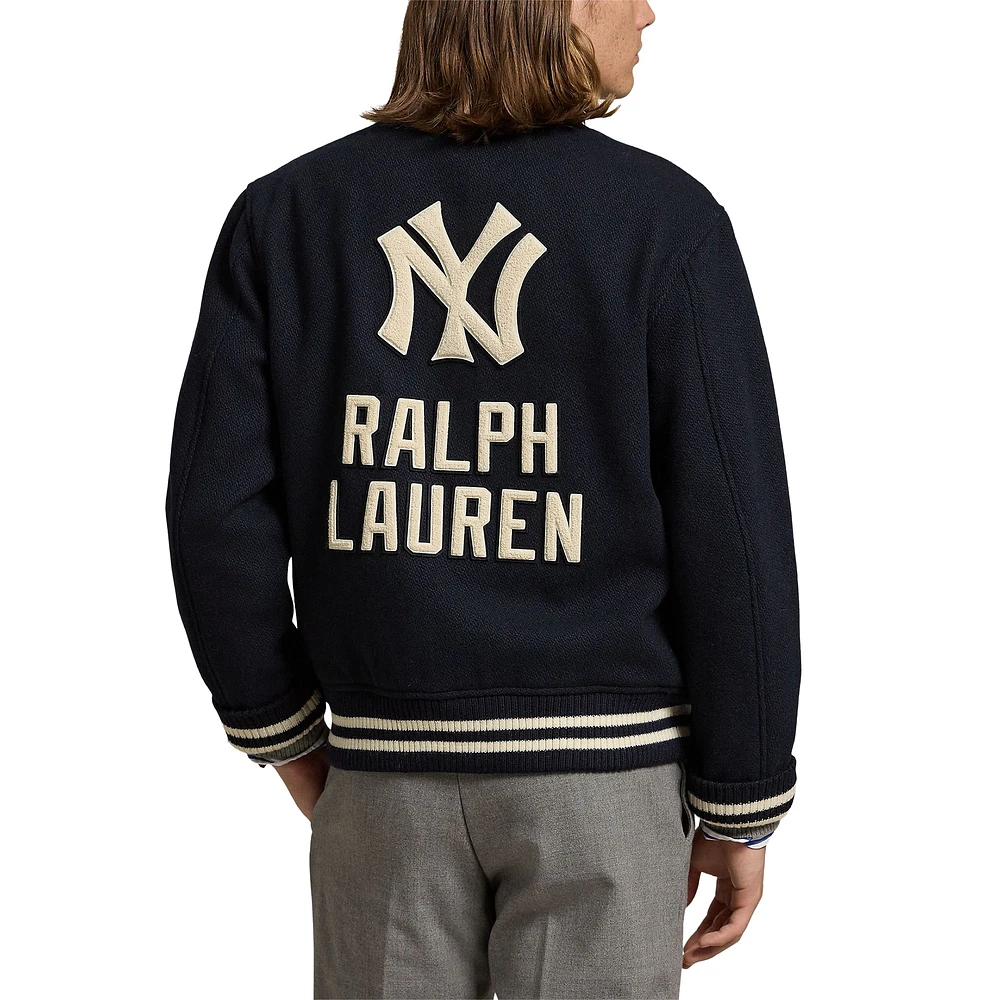 Veste bomber doublée à boutons-pression bleu marine New York Yankees pour homme Polo Ralph Lauren