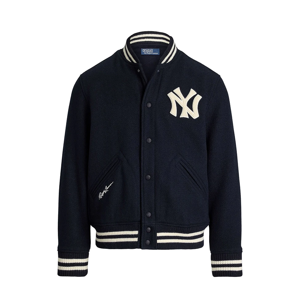 Veste bomber doublée à boutons-pression bleu marine New York Yankees pour homme Polo Ralph Lauren