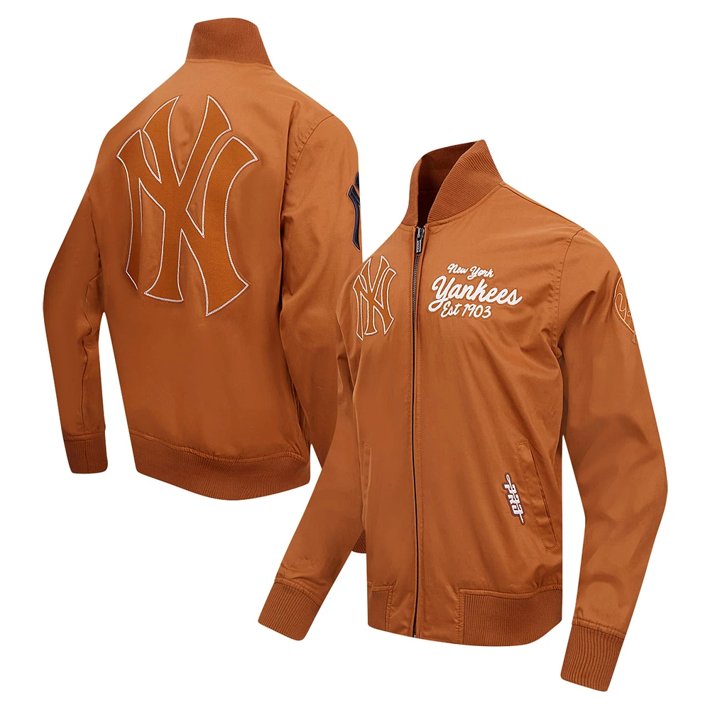 Veste entièrement zippée en sergé Pro Standard marron des New York Yankees Paint The City pour hommes