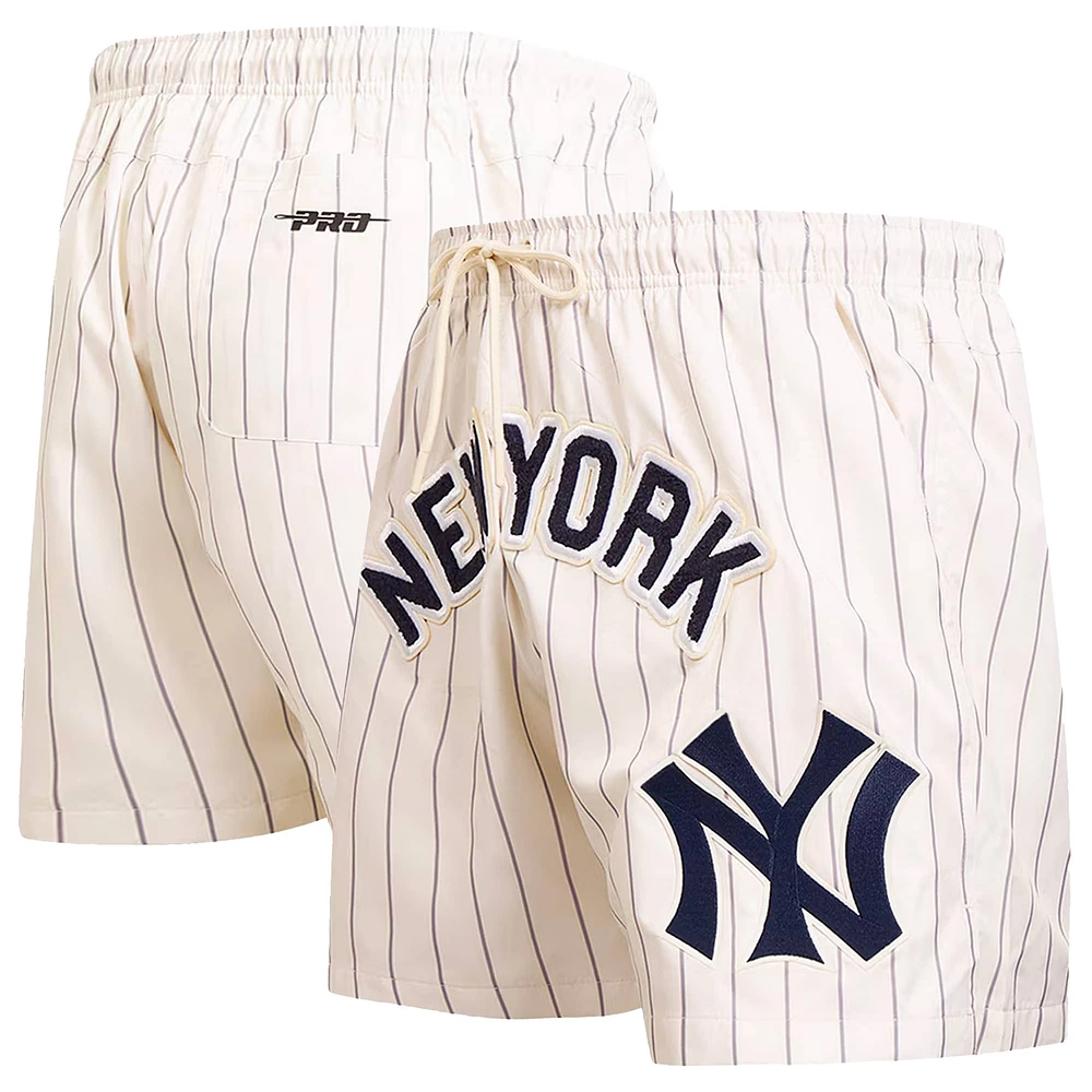 Men's Pro Standard Cream New York Yankees Pinstripe Retro Classic Woven Shorts