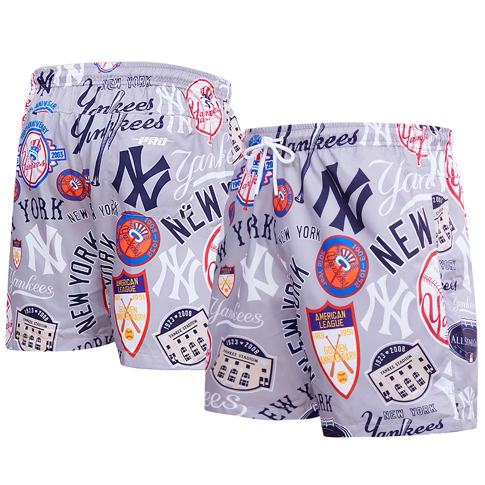 Men's Pro Standard Gray New York Yankees Toss Logo Woven Shorts