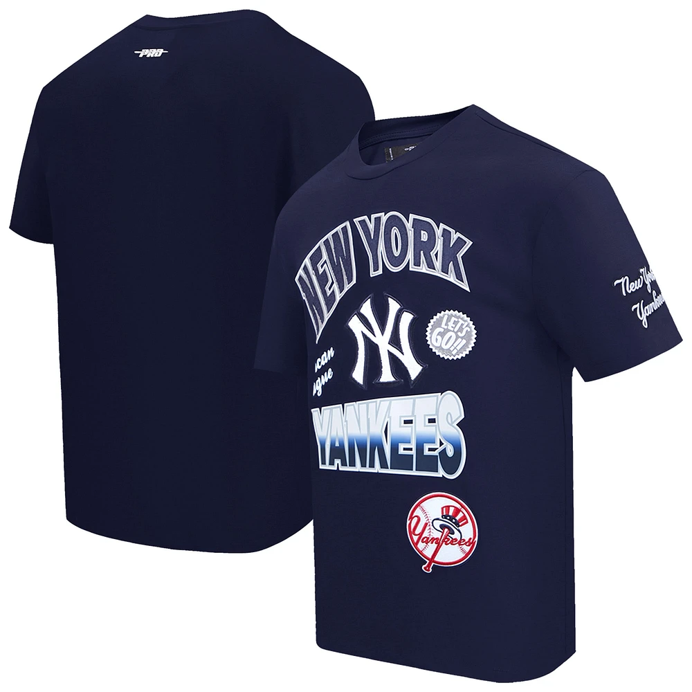 T-shirt à épaules tombantes Turn It Up Pro Standard bleu marine pour homme des Yankees de New York