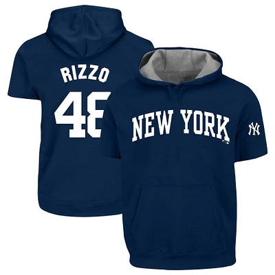 Homme Profile Anthony Rizzo Navy New York Yankees Big & Tall Fleece Short Sleeve Hoodie