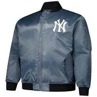 Men's Profile Charcoal New York Yankees Big & Tall Full-Zip Bomber Jacket