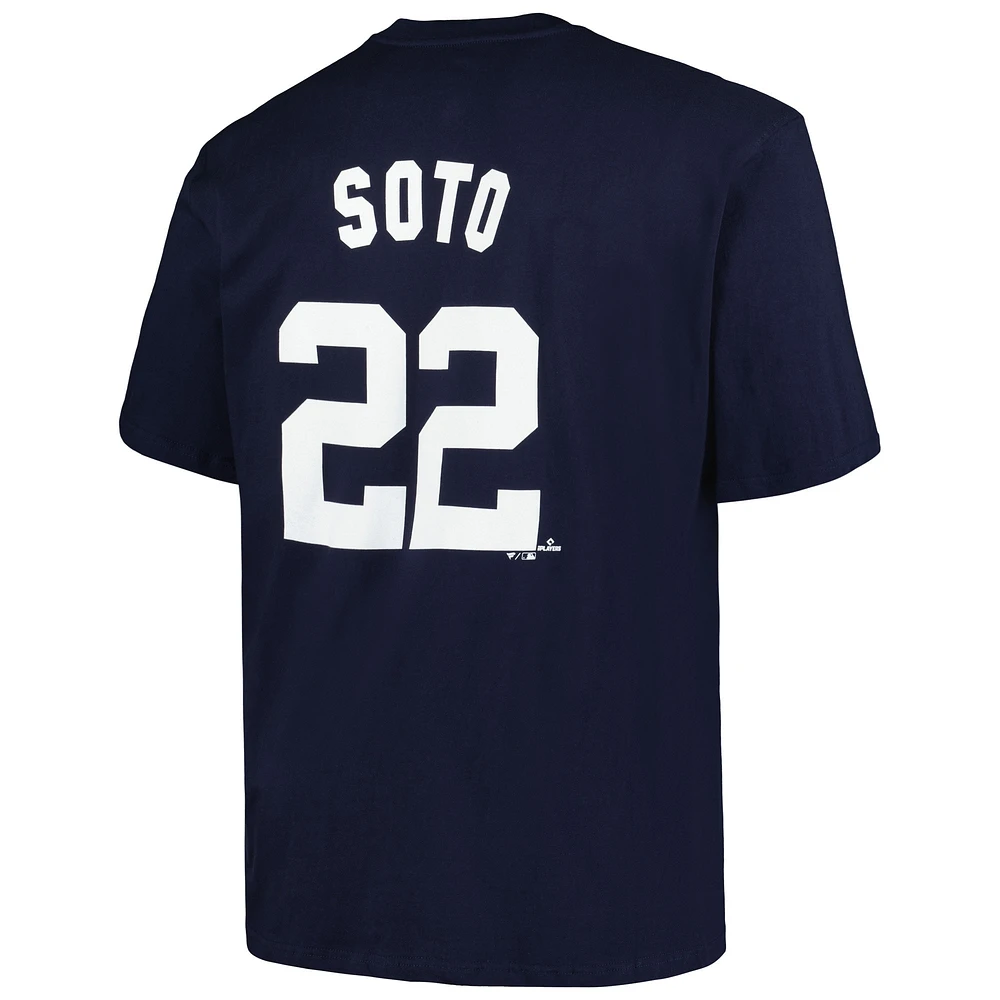 Profil pour homme Juan Soto Navy New York Yankees Big & Tall T-shirt avec nom et numéro de joueur