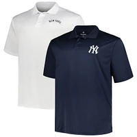 Ensemble de deux polos unis pour hommes Profile des New York Yankees bleu marine/blanc