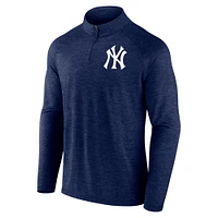 Men's Profile Navy New York Yankees Big & Tall Raglan Quarter-Zip Top