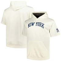 Men's Profile Oatmeal New York Yankees Big & Tall Contrast Short Sleeve Pullover Hoodie