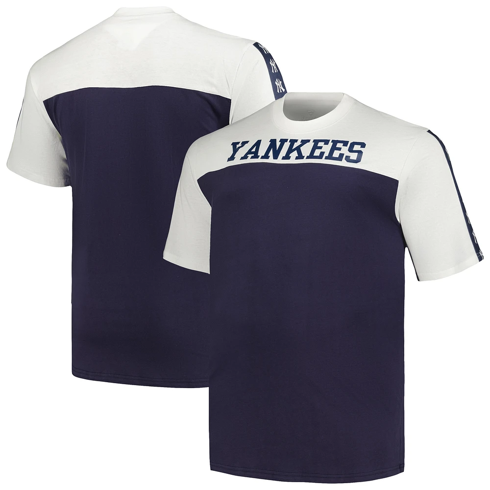 T-shirt en tricot New York Yankees Profile Big & Tall Yoke pour homme, blanc/bleu marine