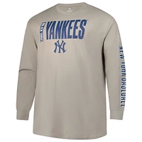 Men's Profile White New York Yankees Big & Tall Two-Hit Long Sleeve T-Shirt