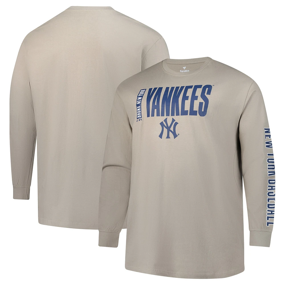 Men's Profile White New York Yankees Big & Tall Two-Hit Long Sleeve T-Shirt