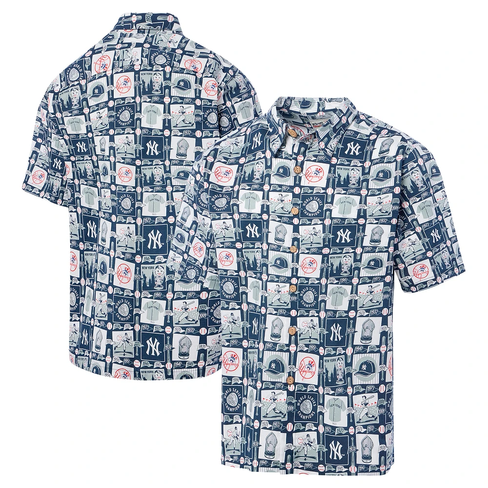 Chemise boutonnée Reyn Spooner pour hommes, bleu marine, New York Yankees Champions Scenic