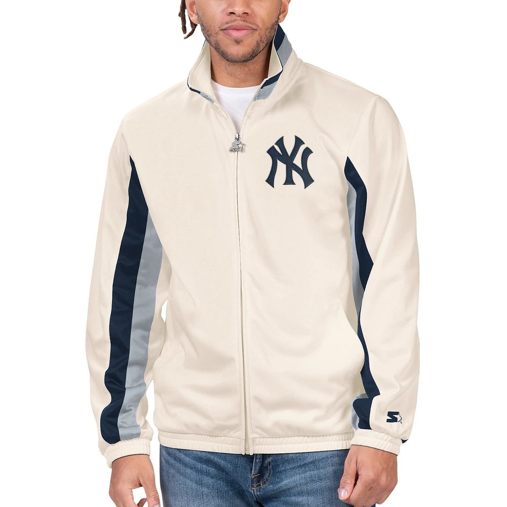 Veste de survêtement entièrement zippée Starter Cream New York Yankees Rebound Cooperstown Collection pour hommes