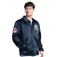Men's Starter  Navy New York Yankees Cooperstown Collection Point Man Full-Snap Coaches Jacket