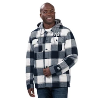 Men's Starter Navy New York Yankees Plaid Full-Zip Hoodie Jacket