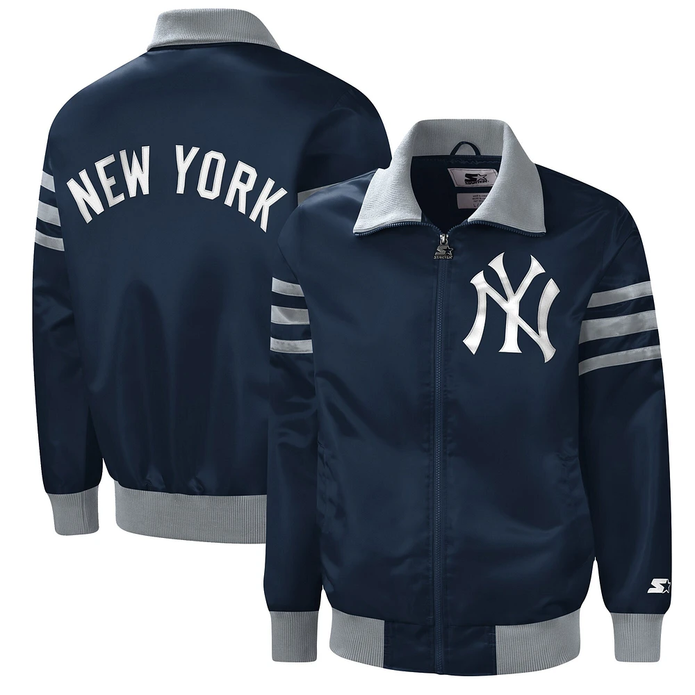 Starter Navy New York Yankees The Captain III pour homme - Veste universitaire entièrement zippée