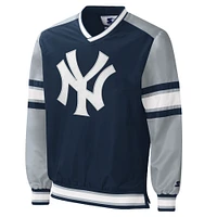 Men's Starter Navy New York Yankees Yardline V-Neck Pullover Windbreaker