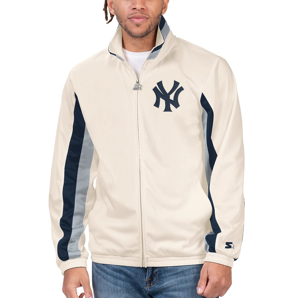 Veste de survêtement entièrement zippée Starter blanche pour hommes des Yankees New York Rebound