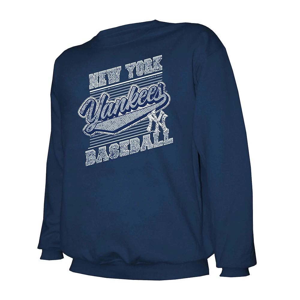 Men's Stitches Navy New York Yankees Lightweight Crew Sweatshirt