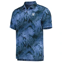 Chemise de camp boutonnée pour homme Tommy Bahama Blue New York Yankees Coast Luminescent Fronds IslandZone