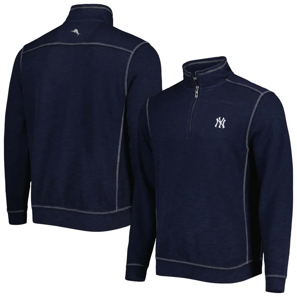 Men's Tommy Bahama Blue New York Yankees Tobago Bay Tri-Blend Quarter-Zip Sweatshirt